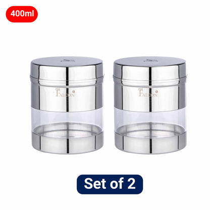 PddFalcon Stainless Steel Kitchen Storage See N Store Canister Set Of 2 400ml