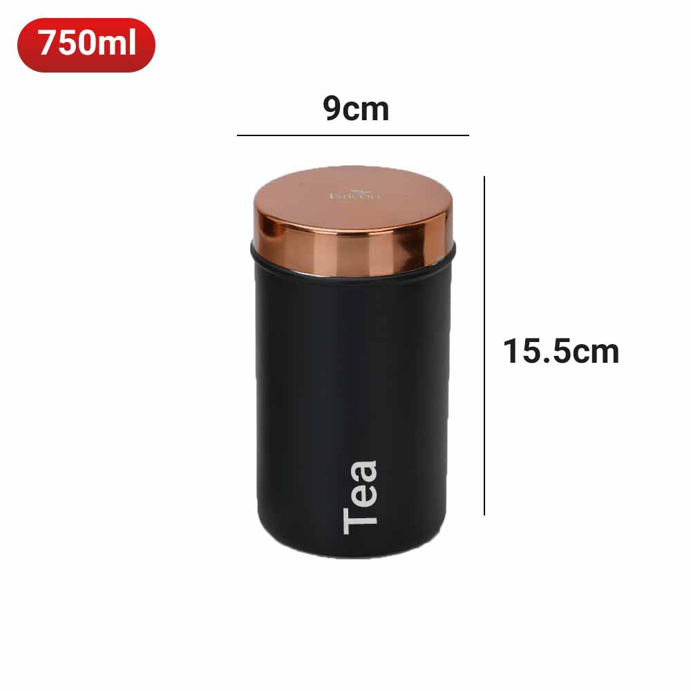 PddFalcon Stainless Steel Kitchen Storage Ultima_Canister 750ml Tea Black_