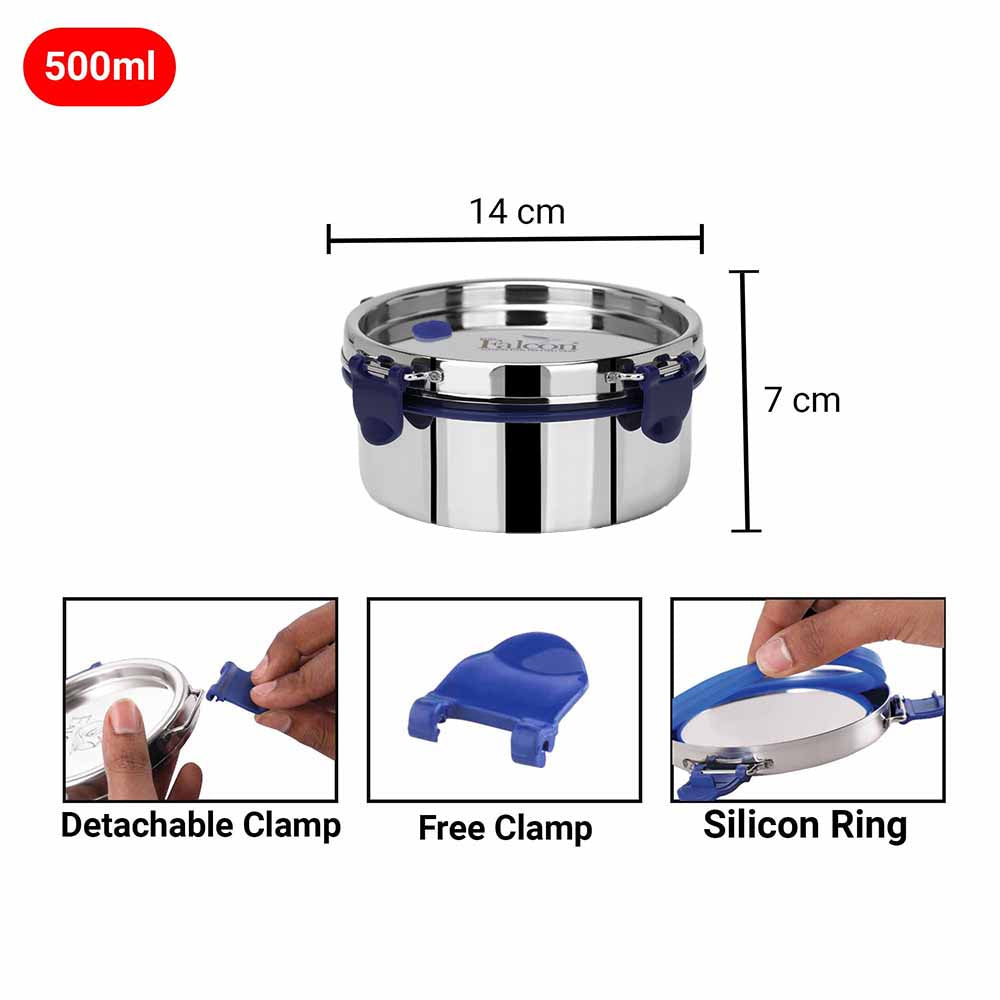 PddFalcon Stainless Steel Lunch Box EcoNxt Duo Container With Plate 500ml Blue