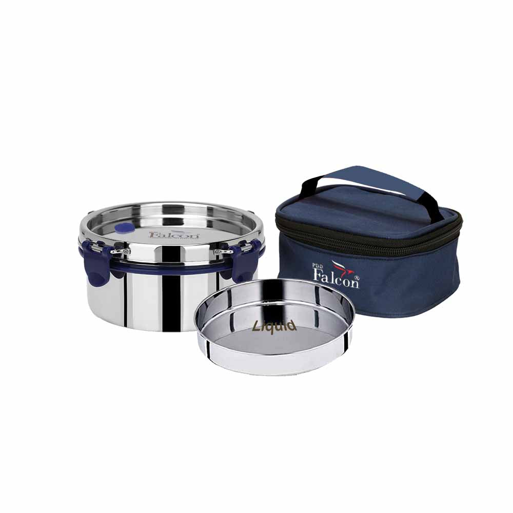 PddFalcon Stainless Steel Lunch Box EcoNxt Duo Container Withbag 500ml Blue