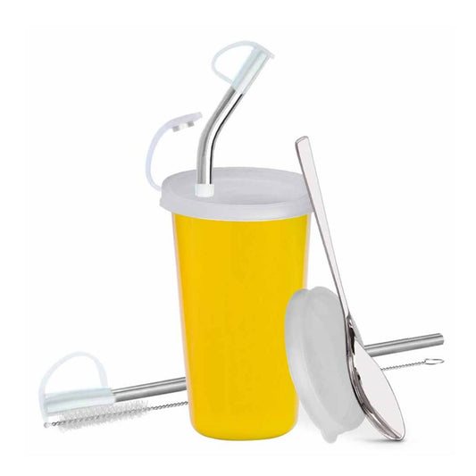 PddFalcon Stainless Steel PddFalcon_Stainless_Steel_Sipper_Strawglass_With_Accessories_370ml_Plain_1 Strawglass With Accessories 370ml Yellow