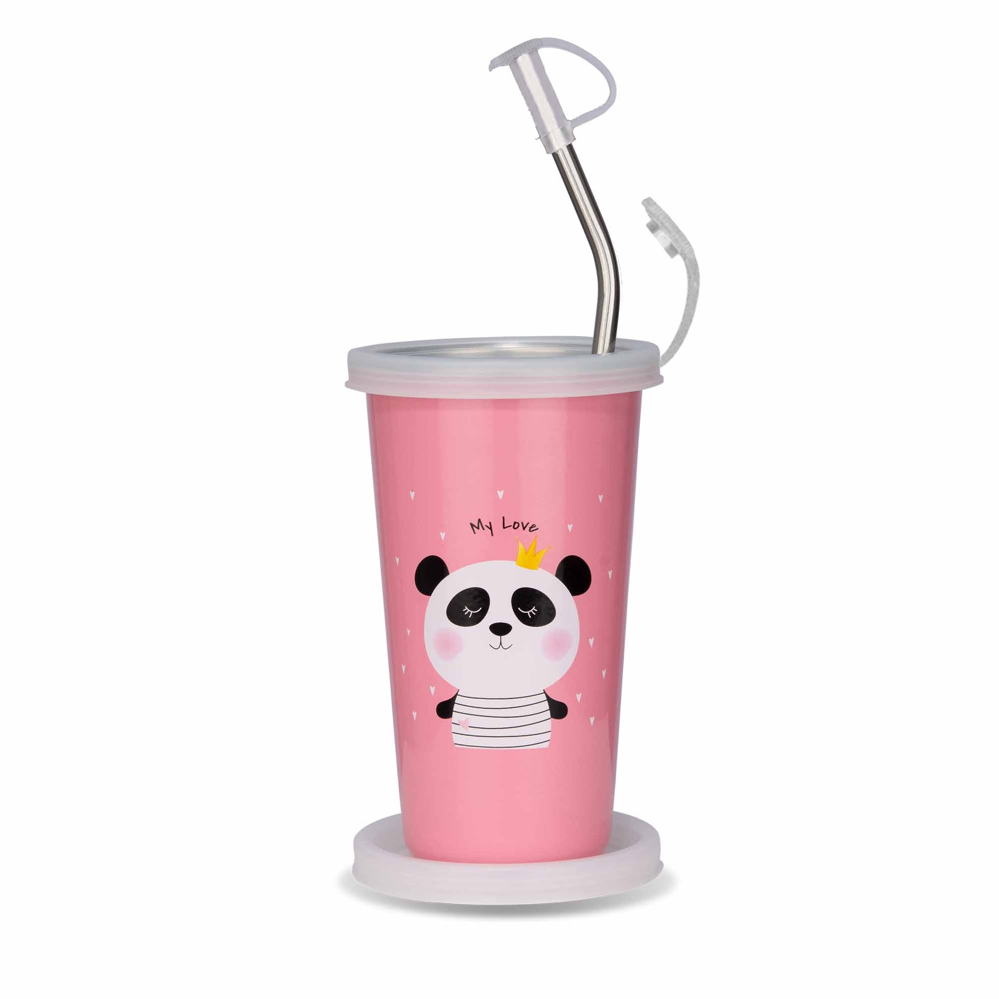 PddFalcon Stainless Steel Sipper Cartoon Strawglass With Accessories CN3 370ml
