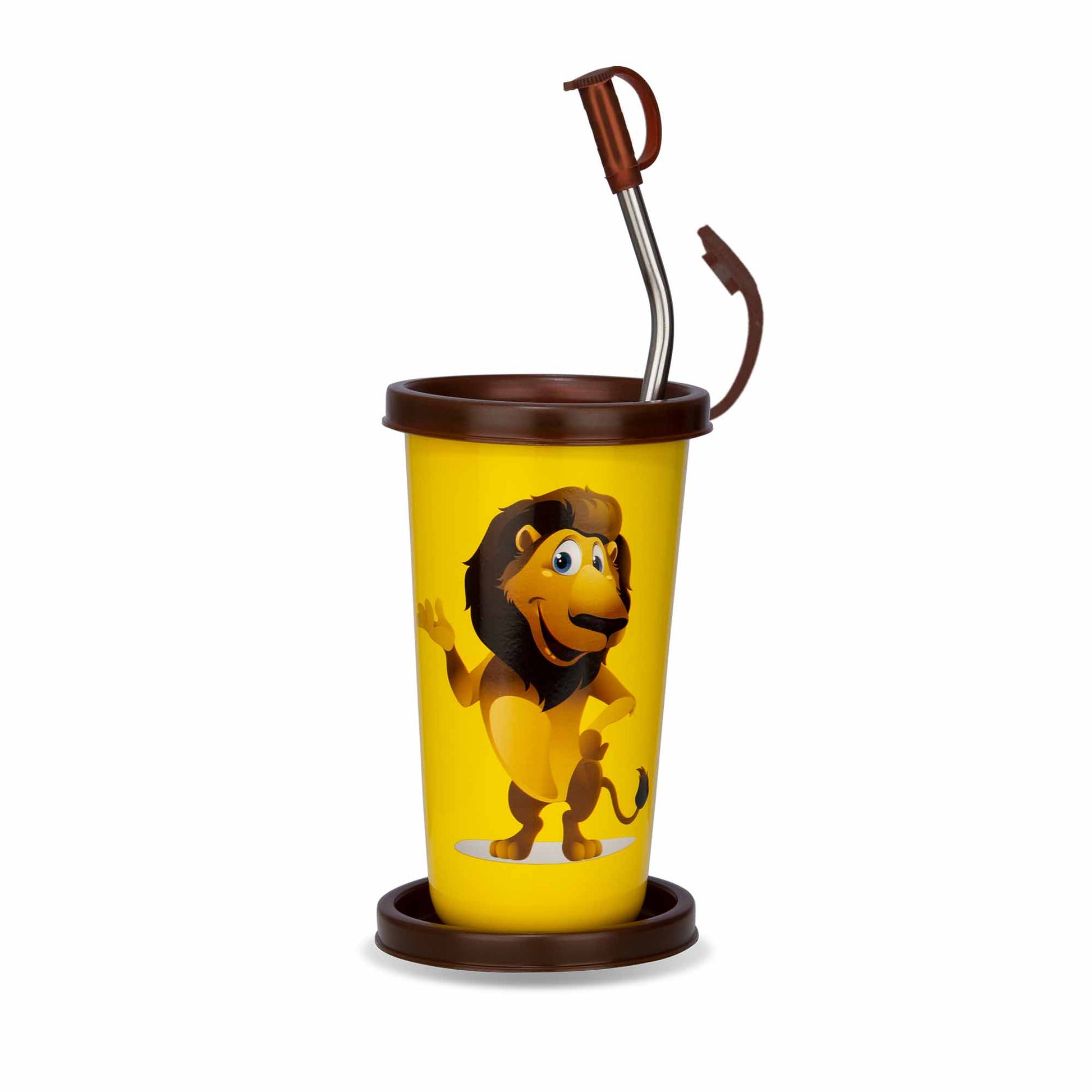 PddFalcon Stainless Steel Sipper Cartoon Strawglass With Accessories CN3 370ml