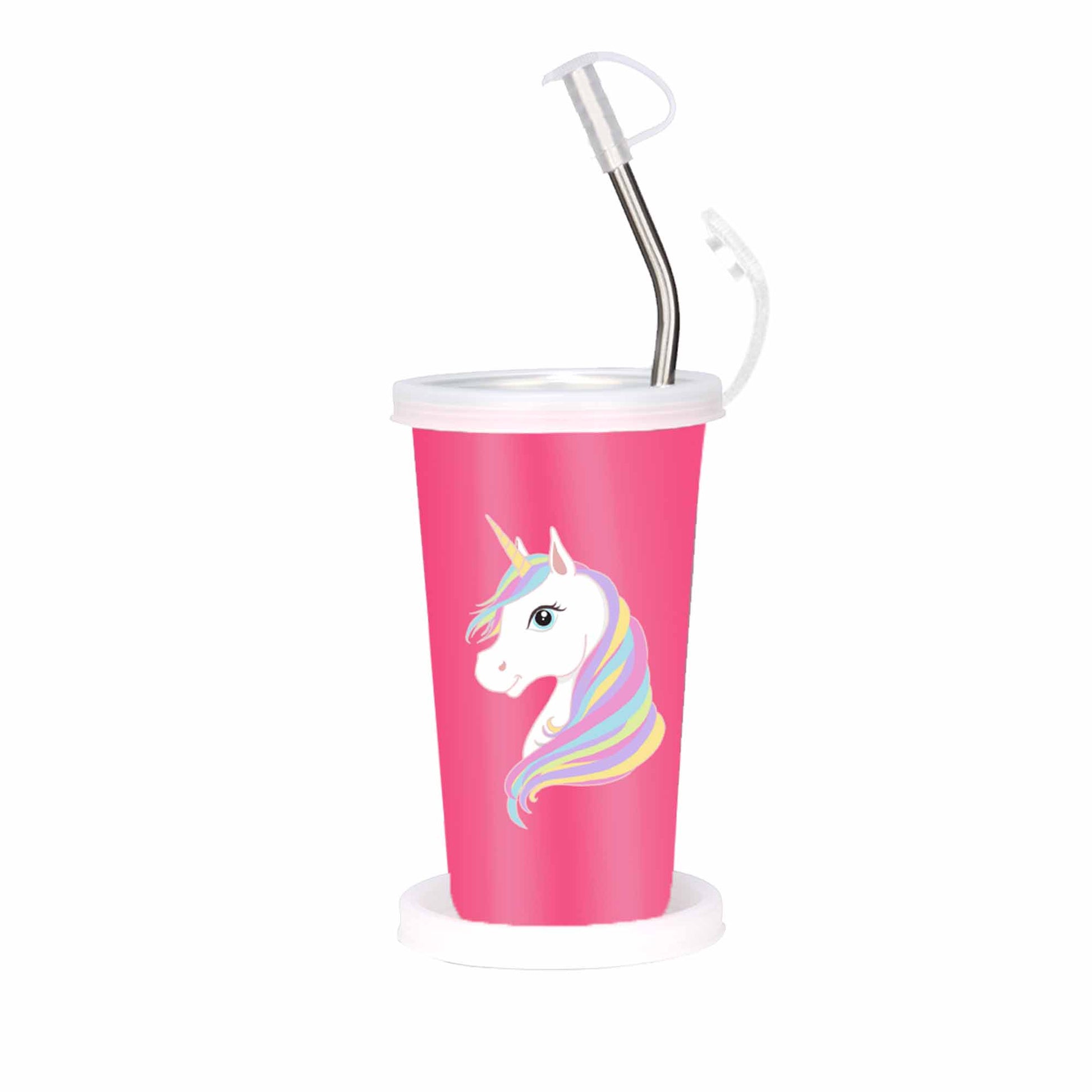 PddFalcon Stainless Steel Sipper Cartoon Strawglass With Accessories CN5 370ml