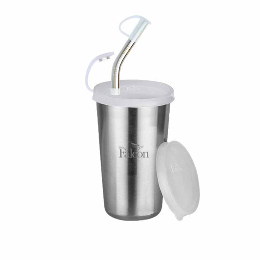 PddFalcon Stainless Steel Sipper Strawglass 370ml Sliver